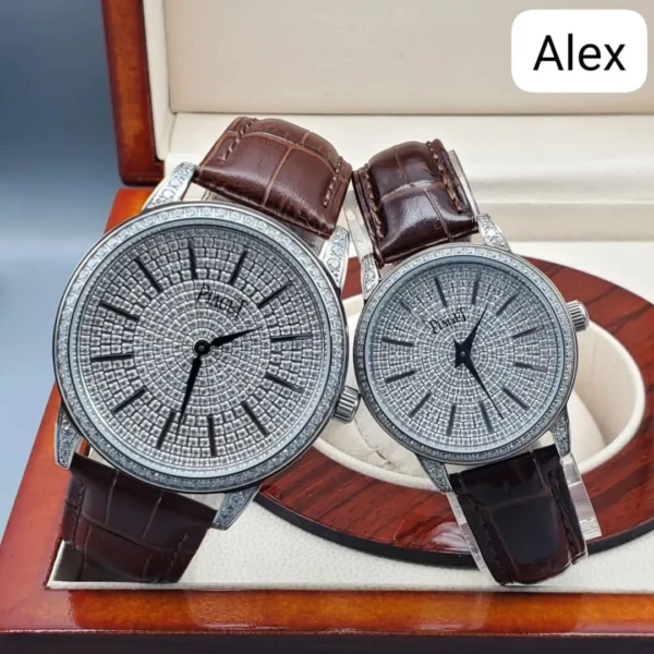 PIAGET FULL STONE MALE & FEMALE LEATHER WATCH