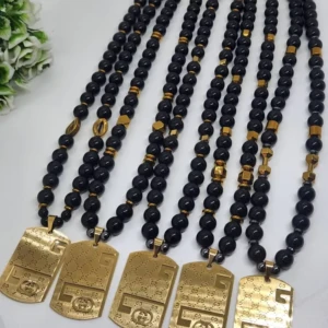 beaded necklace with Gold pendent