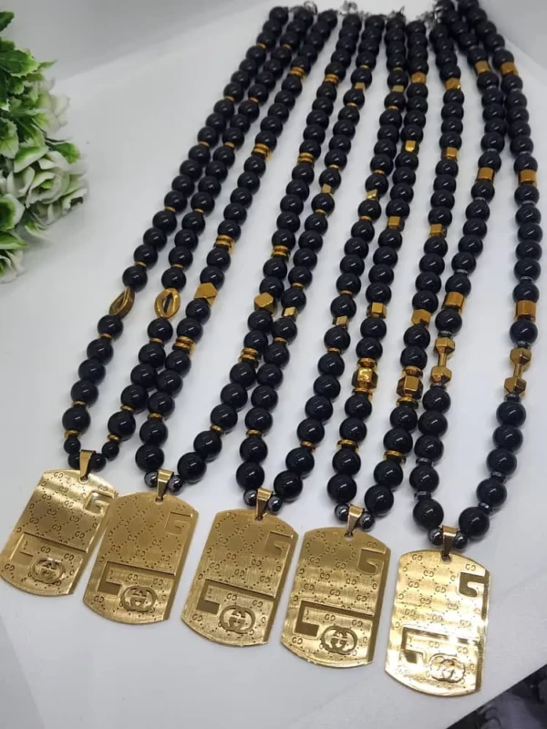 beaded necklace with Gold pendent